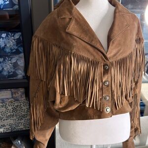 Chia Fringe Suede Jacket - Brown